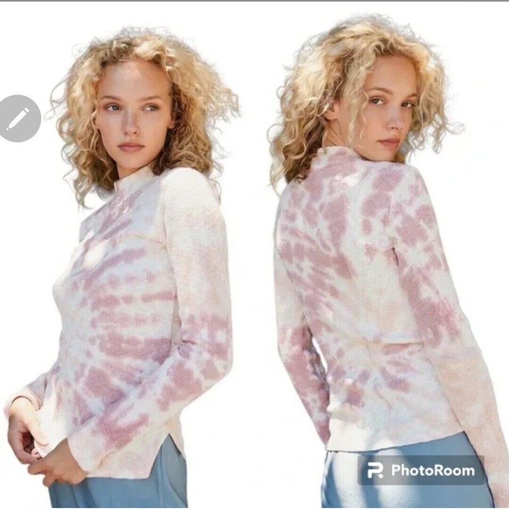 WE THE FREE Tie Dye Sweater Shirt Pink‎ Mock Neck Shirt SMALL